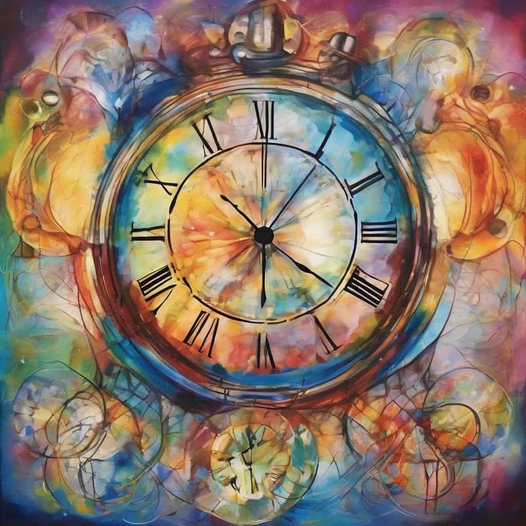 Χρονομετρικό ρολόι σε αφηρημένο ζωγραφικό στυλ, σύγχρονη τέχνη, δυναμική παρουσία.